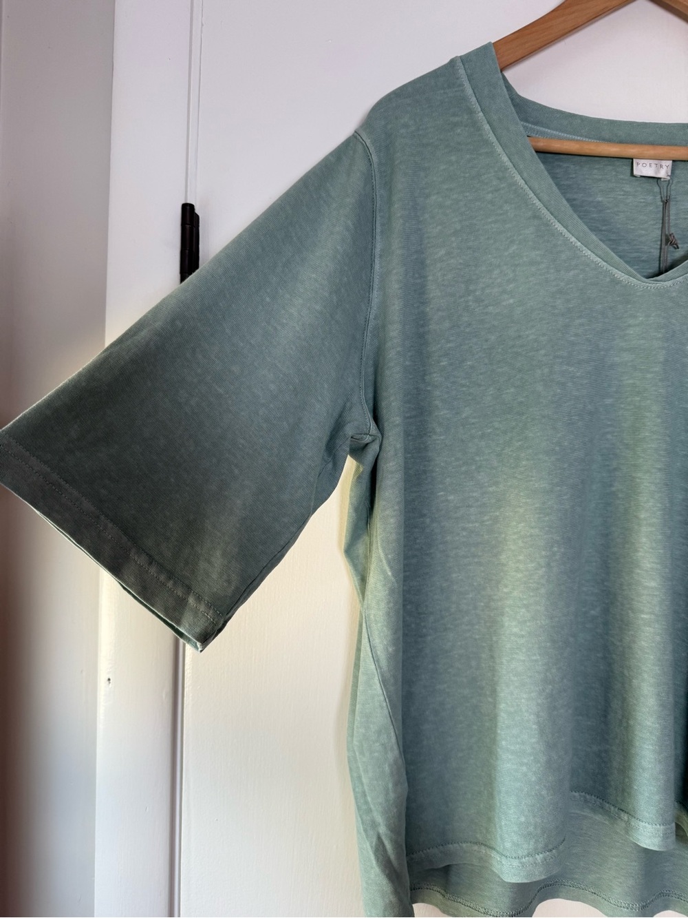 π Poetry Organic Cotton Hemp V-Neck Tee Lightweight Beachy Coastal Lagenlook - Picture 3 of 9